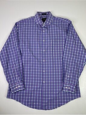Neiman Marcus Wrinkle Free 80's 2-Ply Cotton Gingham Dress Shirt 16 32/33